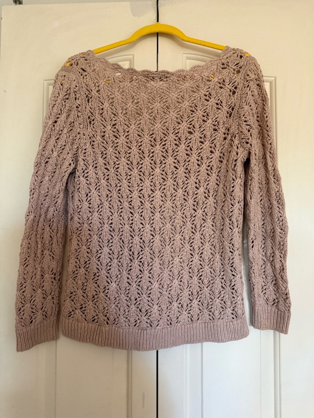 LOFT Womens Open Knit V-Neck Sweater - Blush - Picture 2 of 6
